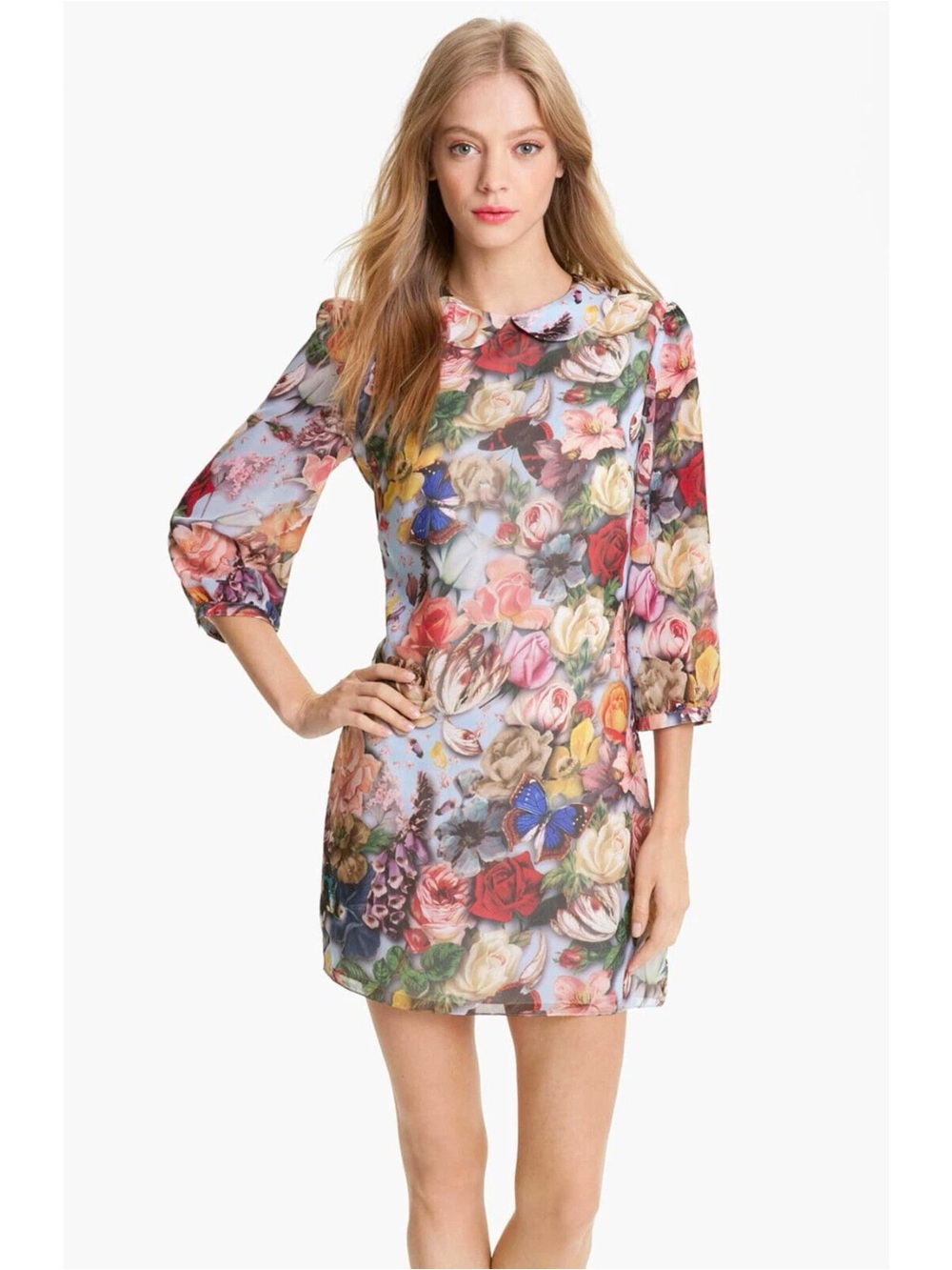 TED BAKER Vintage Yestar Fairytail Floral Collared Mini Dress XXS